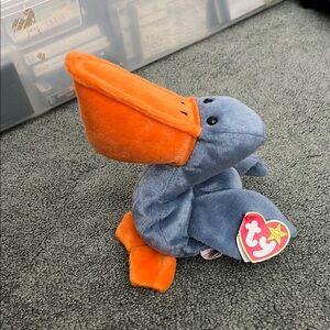 RARE “SCOOP” Ty Blue and Orange Pelican Stuffed Animal perfect condition
